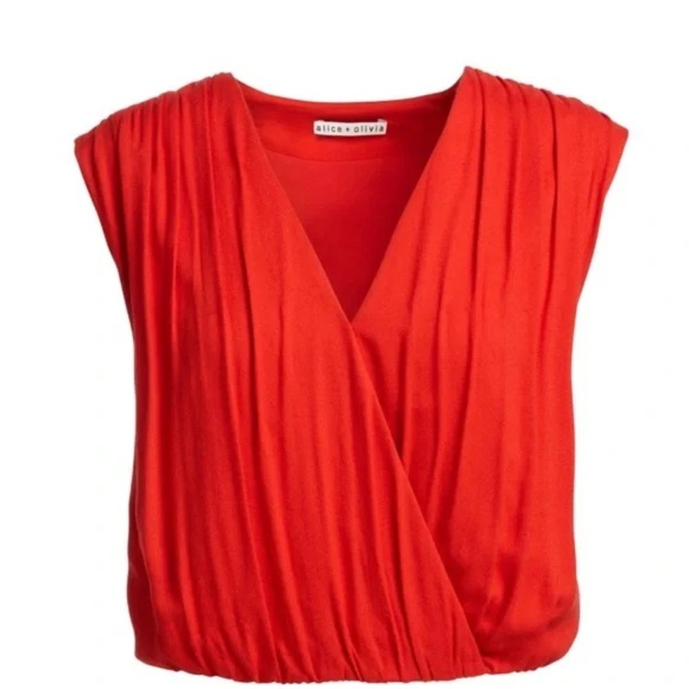 Alice + Olivia Dania Shirred Sleeveless Top